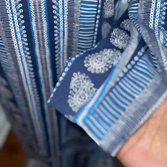 J. Mclaughlin Blue Catalina Cloth 3/4 Sleeve Sophia Dress - Size M - No Flaws! - Picture 3 of 6